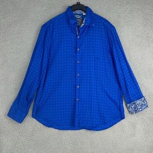 Robert Graham blue classic fit button up long sleeve men’s size 3XL shirt cuffs